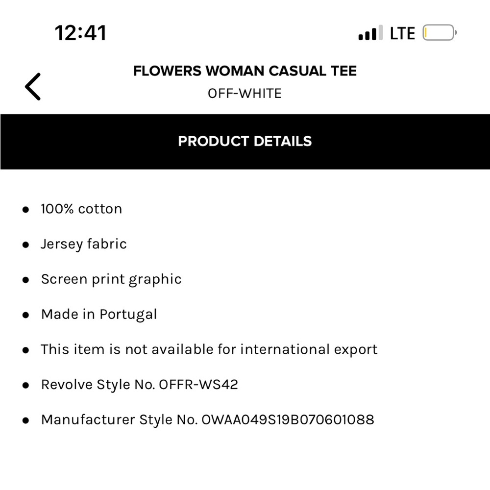 OFF-WHITE “Flowers Women’s Casual Tee” Size Small - Picture 11 of 11